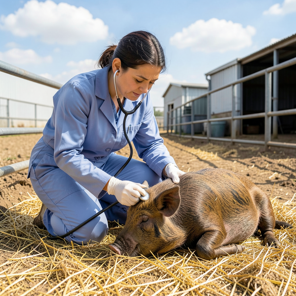 Huddersfield vet Matt Jackson-Smith treats rescue pig Truffles with spinal condition